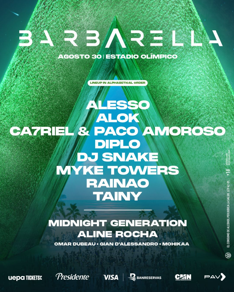 Barbarella 2025: в Доминикане выступят Alok, Alesso , Diplo , DJ Snake и др.