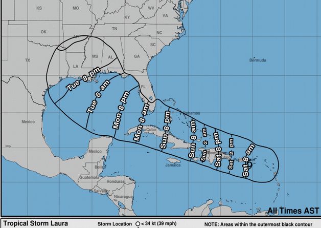 К Республике Доминикана приближается тропический шторм Лаура